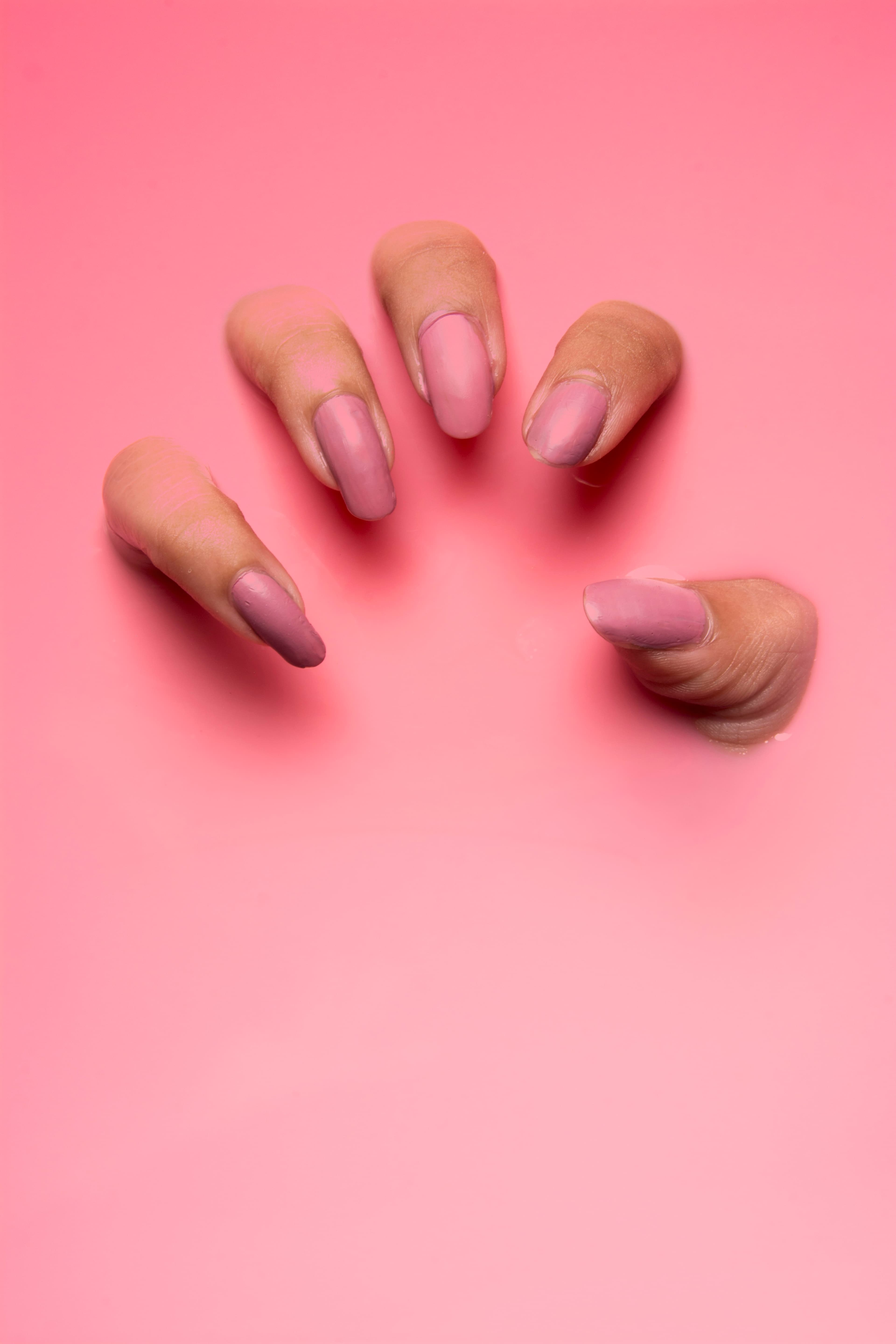 Glossy gel manicure close-up